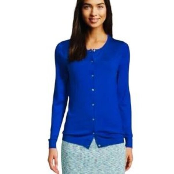 LIKE NEW!  J. Crew Royal Blue Button Front "Caryn" Cardigan Size Large - Picture 2 of 9